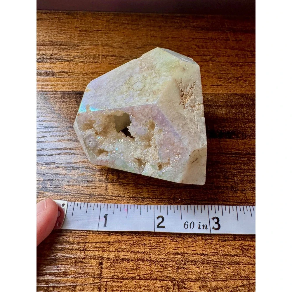Aura Apophyllite Crystal Point Druzy Tower Iridescent Rainbow Specimen 3 inch‎